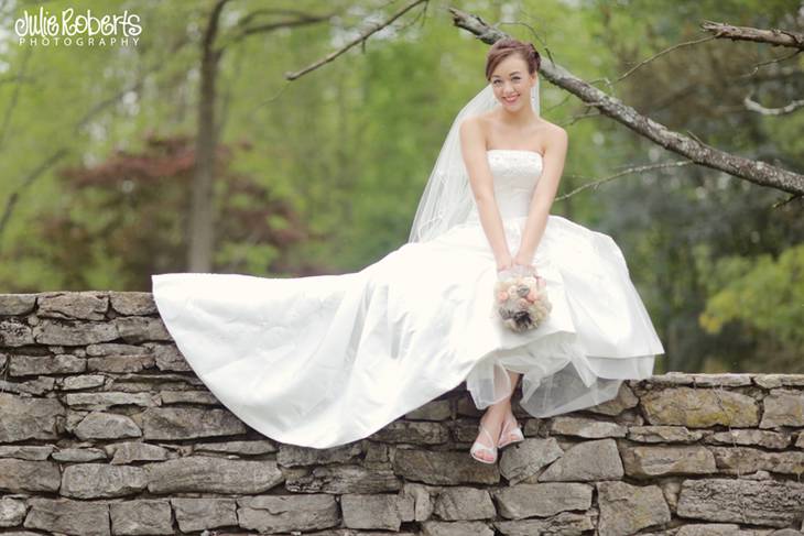 Ruffled cake, fabric flowers, and a beautiful bride ... Styled in Knoxville, Julie Roberts Photography