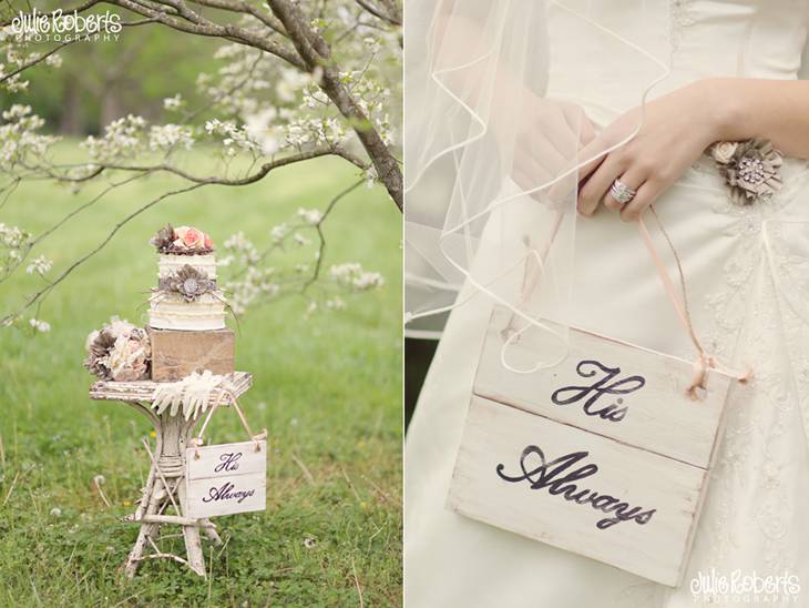 Ruffled cake, fabric flowers, and a beautiful bride ... Styled in Knoxville, Julie Roberts Photography