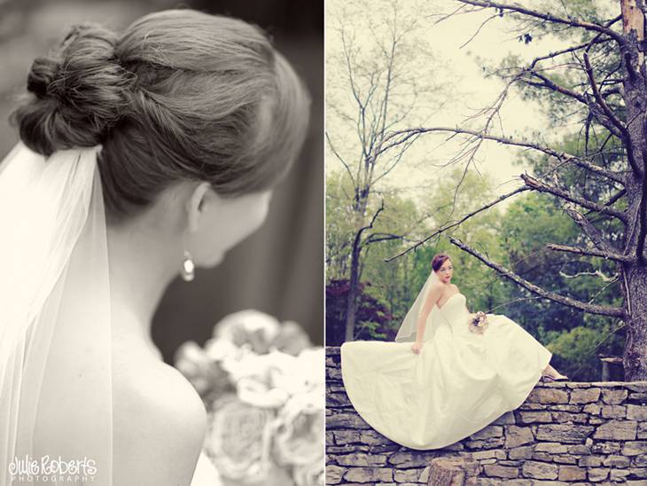 Ruffled cake, fabric flowers, and a beautiful bride ... Styled in Knoxville, Julie Roberts Photography