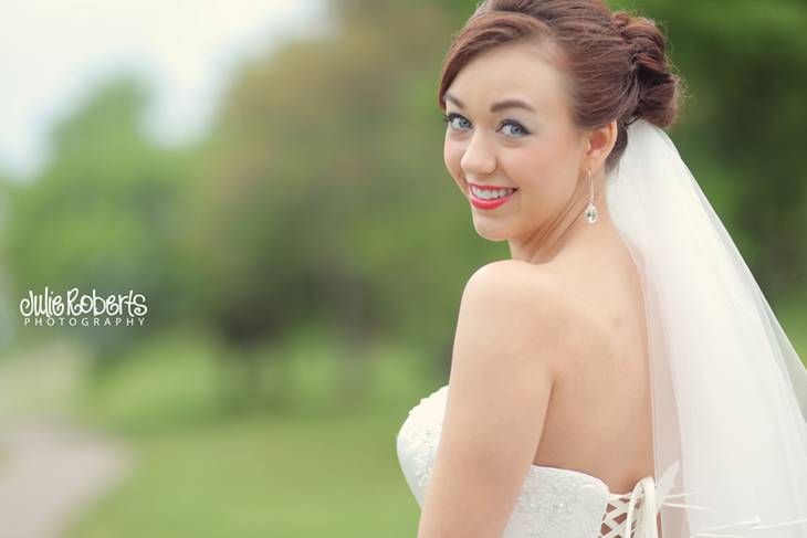 Ruffled cake, fabric flowers, and a beautiful bride ... Styled in Knoxville, Julie Roberts Photography