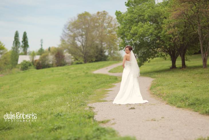 Ruffled cake, fabric flowers, and a beautiful bride ... Styled in Knoxville, Julie Roberts Photography