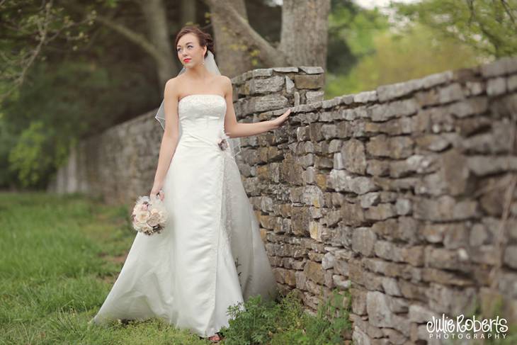 Ruffled cake, fabric flowers, and a beautiful bride ... Styled in Knoxville, Julie Roberts Photography