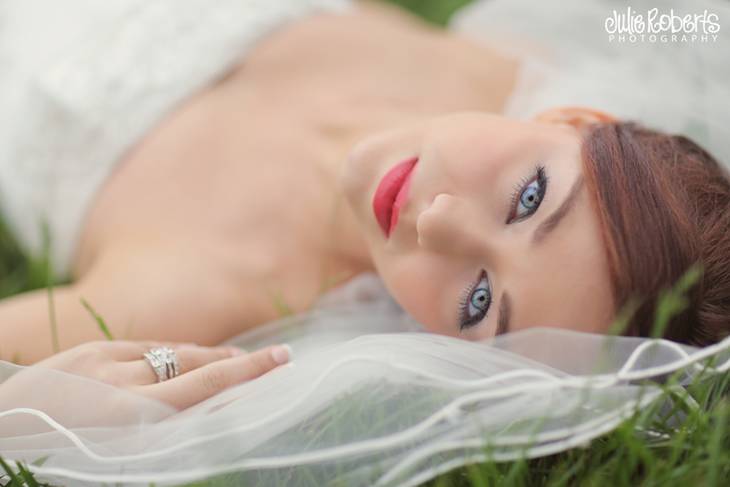 Ruffled cake, fabric flowers, and a beautiful bride ... Styled in Knoxville, Julie Roberts Photography